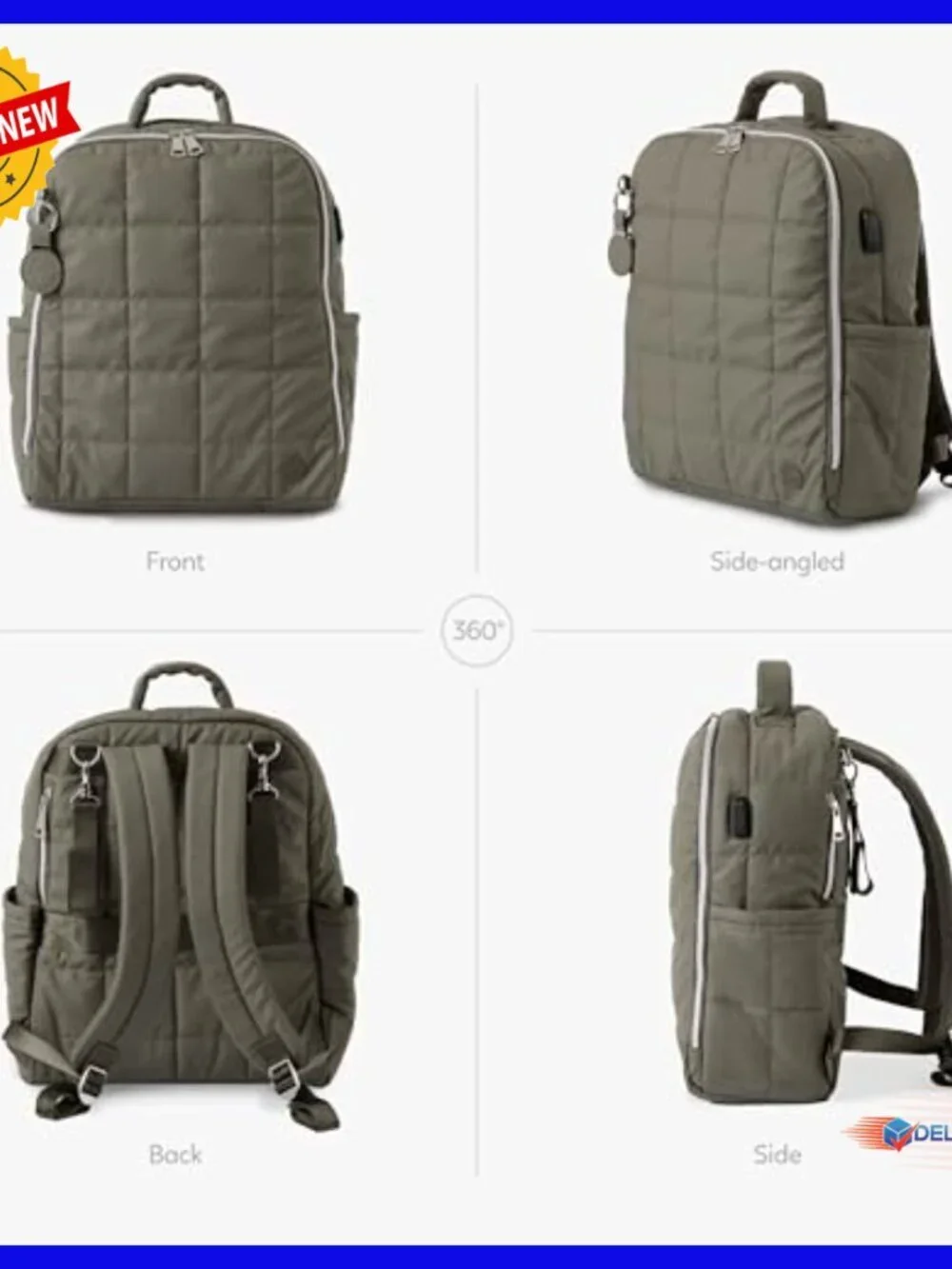 Large Travel Diaper Backpack Set with USB-C Port, Changing Pad, Bottle Bag